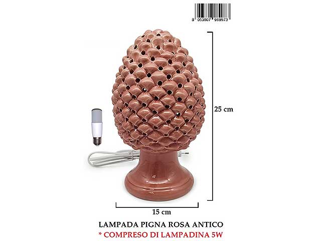 Lampada pigna forata 25cm rosa 21021pp