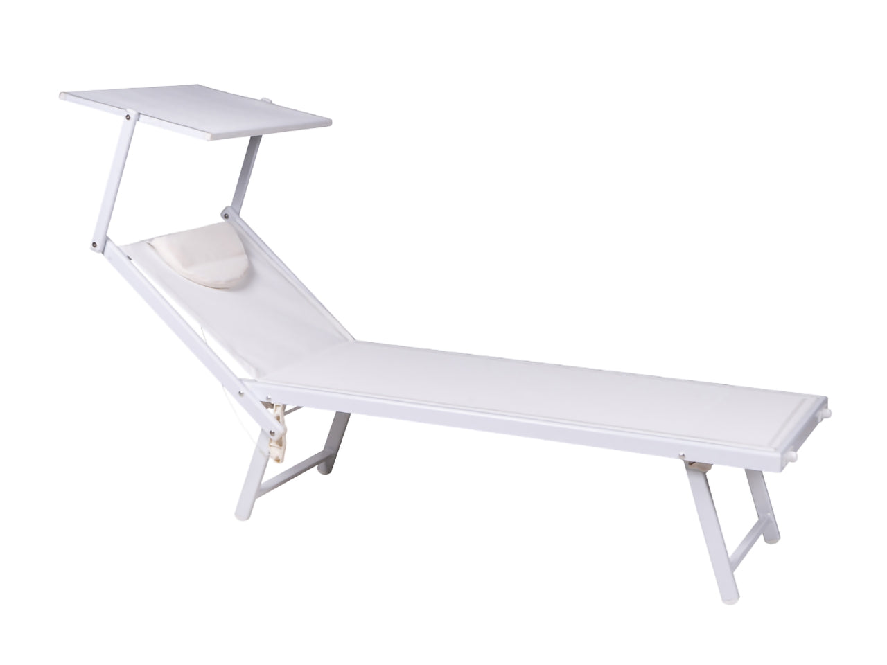 Lettino mare maxi king in alluminio e textilene bianco 189x61x38 cm - Bakaji