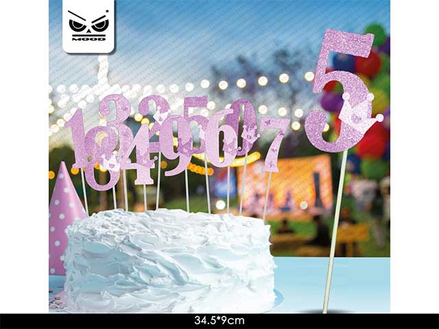 Cake topper n.5 rosa glitter st4518