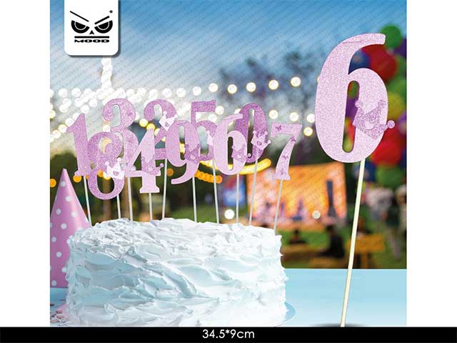 Cake topper n.6 rosa glitter st4519