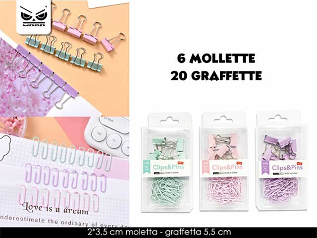 Mollette 6 pezzi+ graffette 20 pezzi st5883