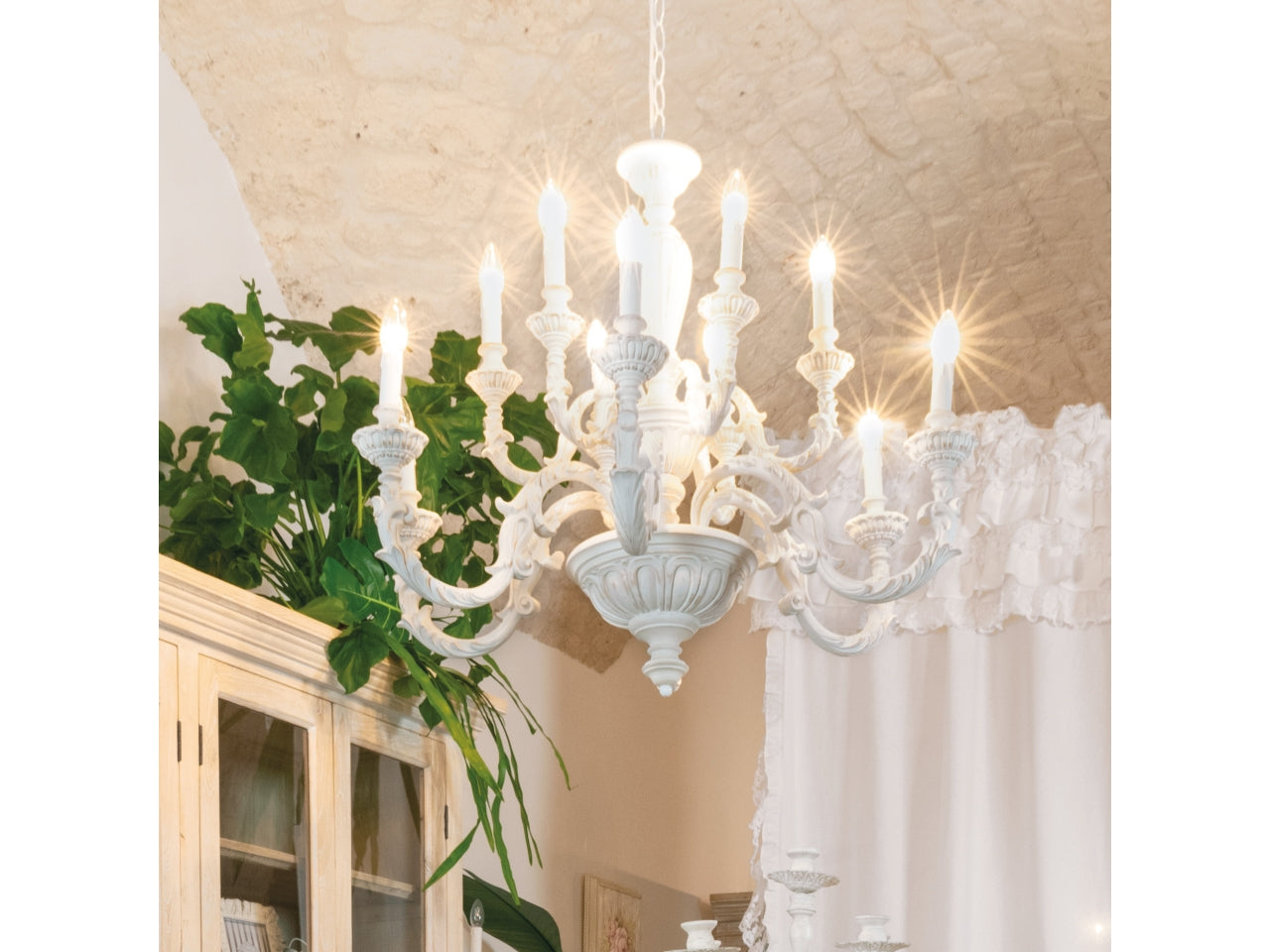 Lampadario helena bianco 12 luci d.89xh.79cm