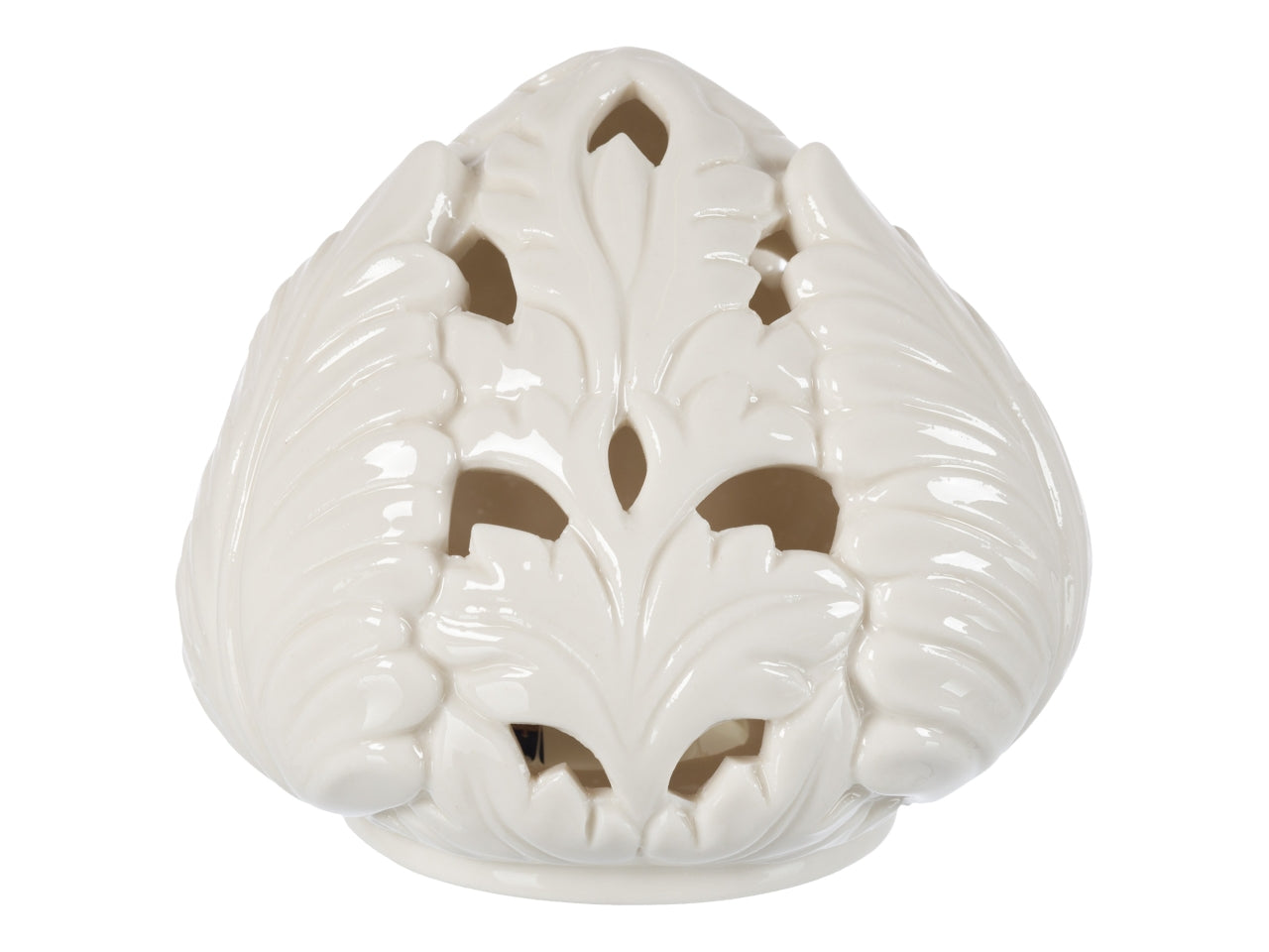 Pigna traforata con led su base colore bianco misura h.10cm
