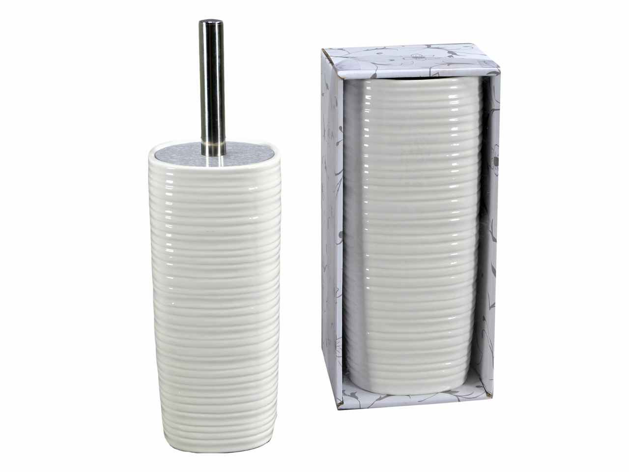 Portascopino in ceramica bianco righe quadro cm10x10h24/34