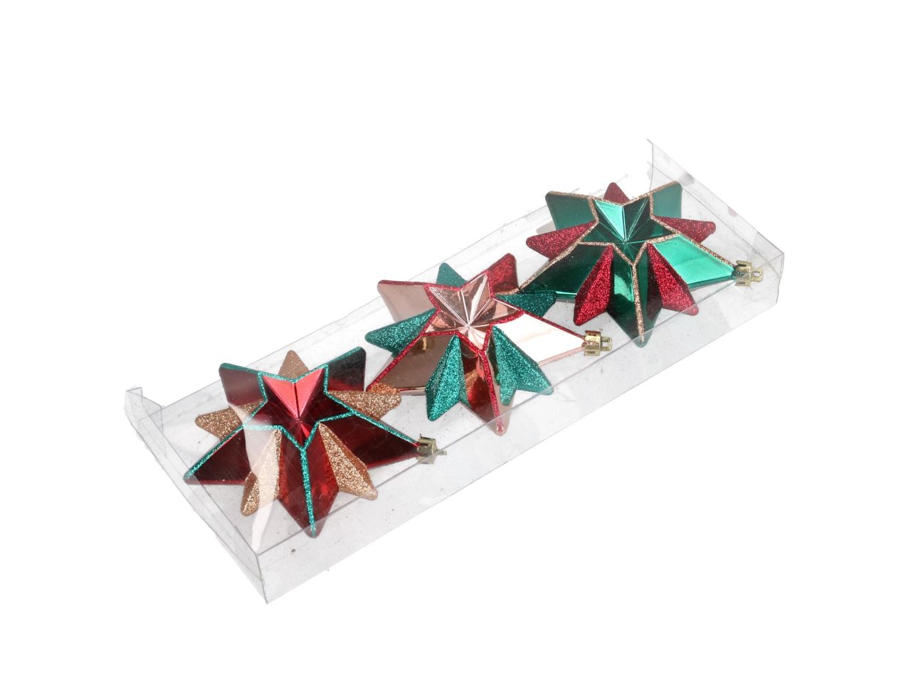 Pendenti natalizi a forma di stella misura 27,5x11xh.3,5 - la confezione comprende 3 stelle