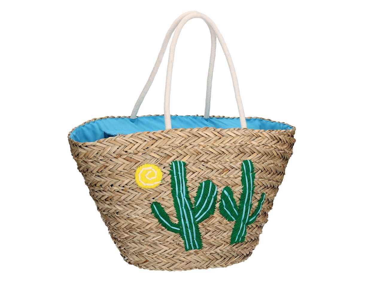 Borsa spiaggia con cactus in paglia