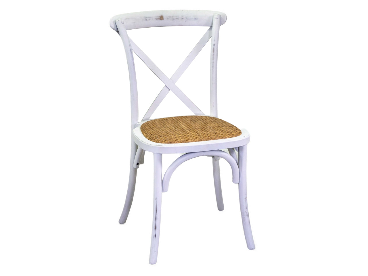 Sedia in legno di betulla bianca, stile shabby chic, bistrot con seduta impagliata, impilabile - 50x50x88 cm - Vacchetti