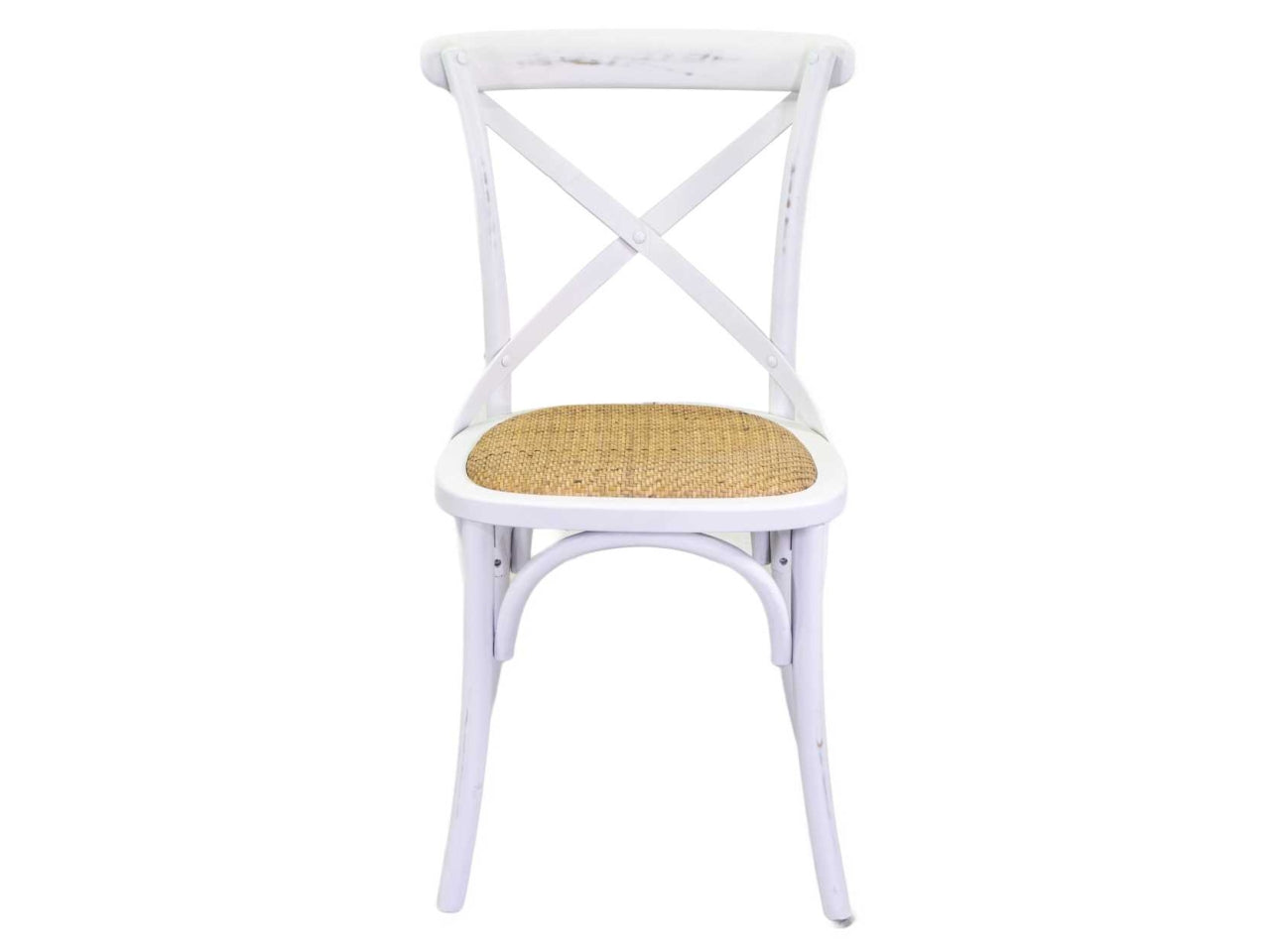 Sedia in legno di betulla bianca, stile shabby chic, bistrot con seduta impagliata, impilabile - 50x50x88 cm - Vacchetti