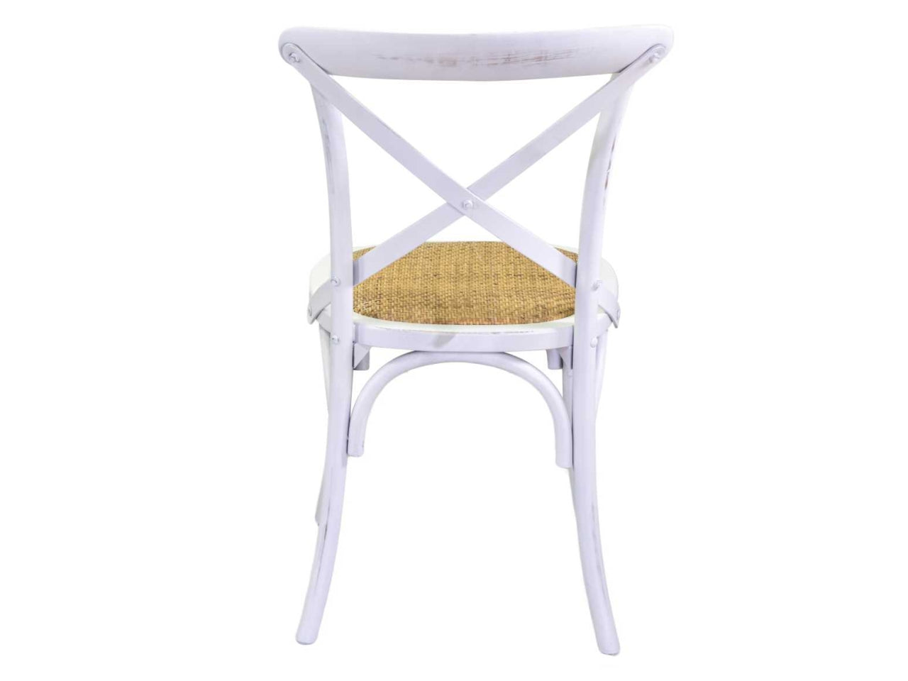 Sedia in legno di betulla bianca, stile shabby chic, bistrot con seduta impagliata, impilabile - 50x50x88 cm - Vacchetti