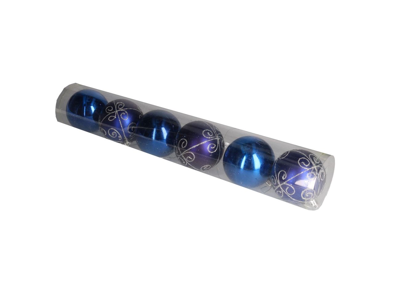 Palle di natale in plastica colore blu misura d.8cm - la confezione comprende 6 palle di natale