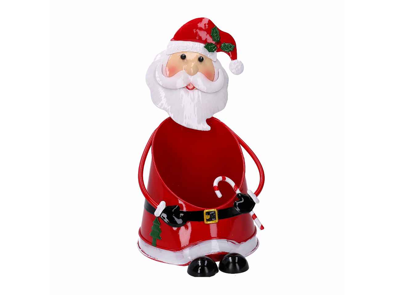 Portavaso metallo babbo natale rosso tondo cm16x19x29