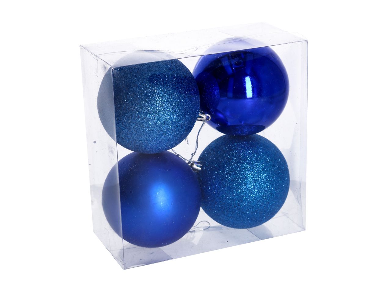 Palle di natale in plastica colore blu misura d.10cm - la confezione comprende 4 palle di natale