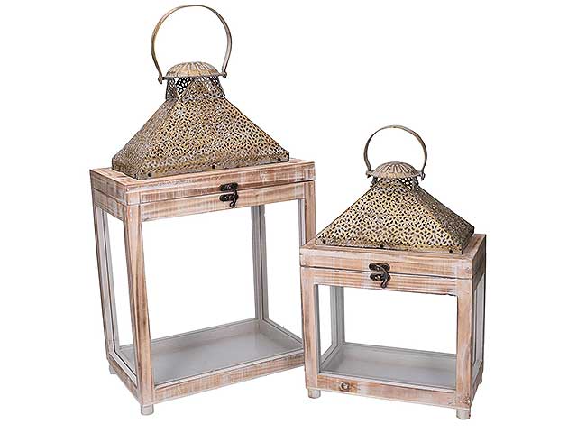 Lanterna 2 pezzi nat.28x18xh47cm 3725500000