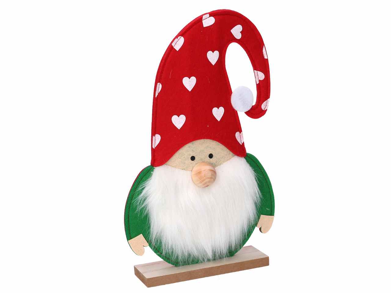 Babbo natale legno verde con cappello ro sso cm28,5x5x46