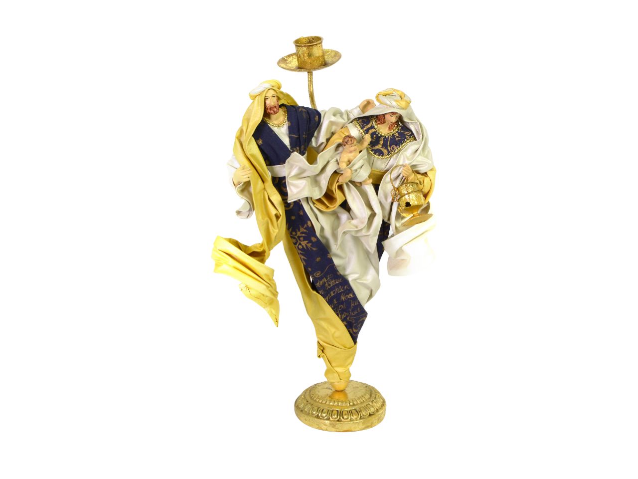 Presepe portacandela natalizio classico in legno, metallo e tessuto multicolor 38x20 cm - Creare Italia
