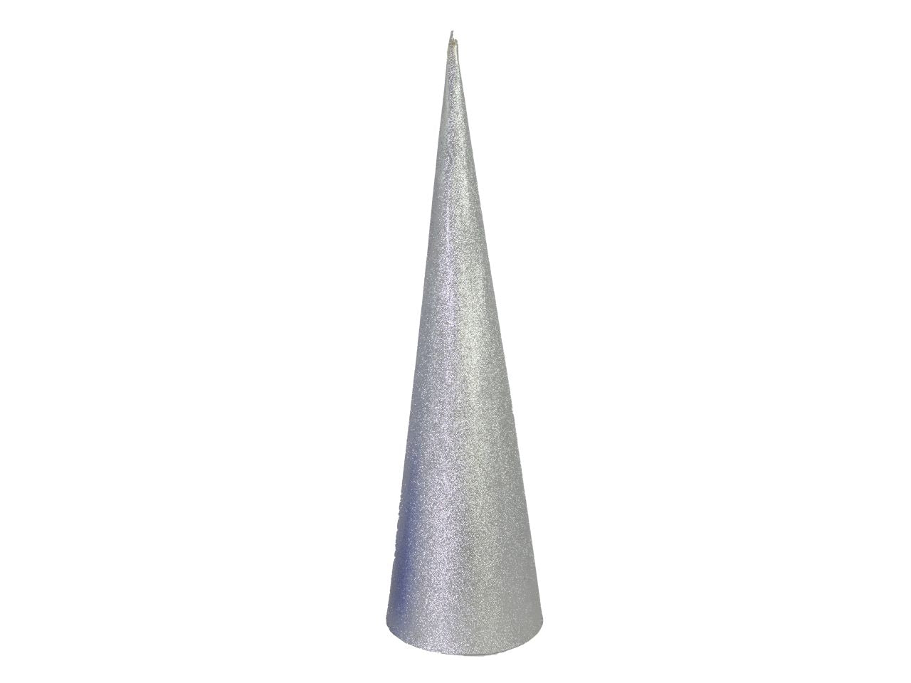 Albero di natale a forma di cono con glitter piccolo colore argento misura d.20xh.75cm