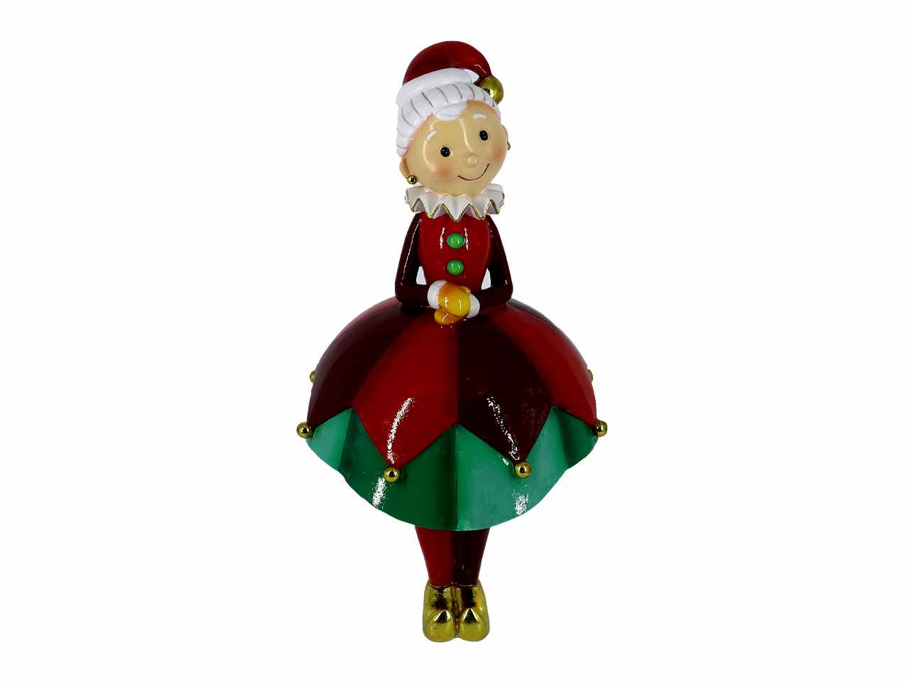Statua resina bambina seduta rosso cm17, 7x18x32,2