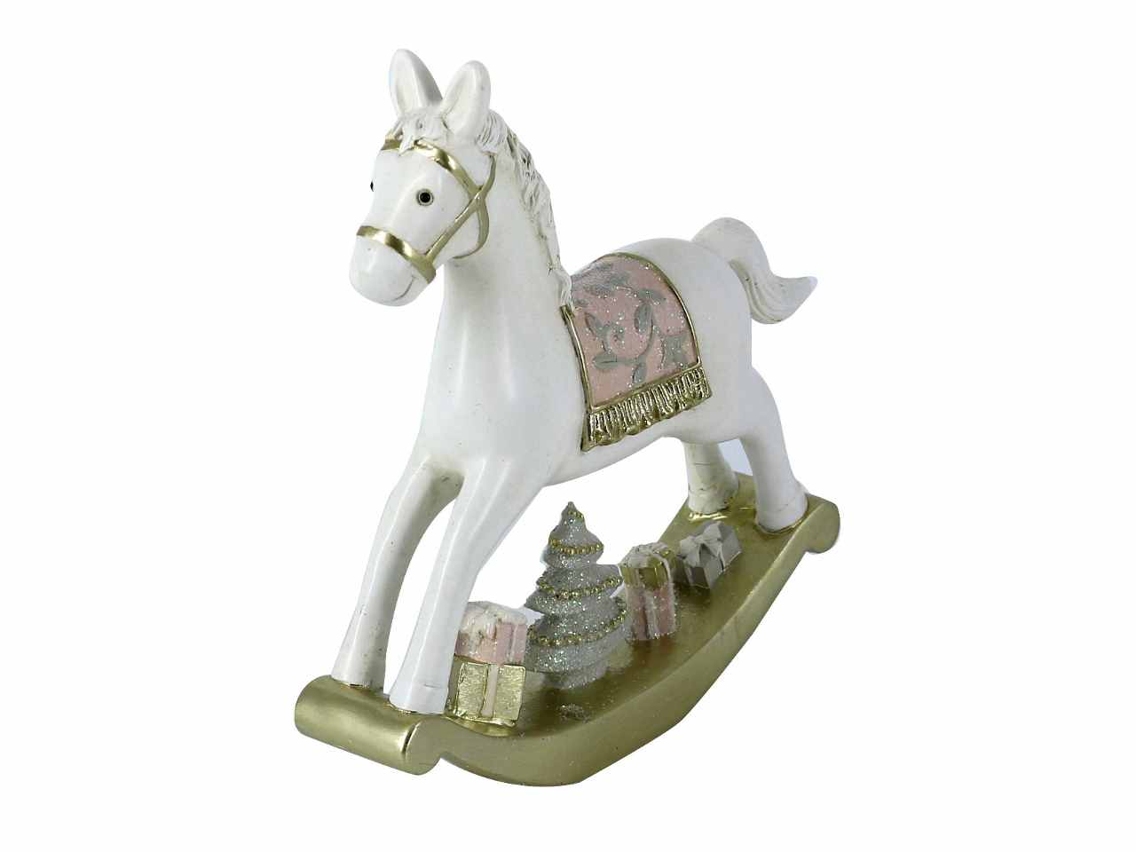 Cavallo a dondolo in resina colore bianco misura 18x4xh.18cm