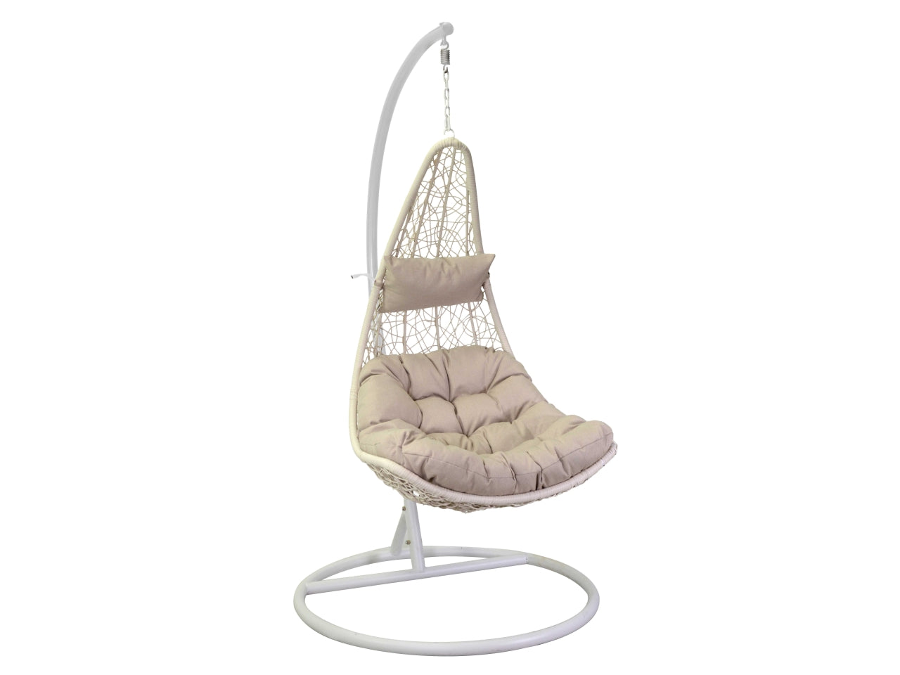 Dondolo pensile triton supporto bianco cuscini colore crema 80x69xh.200cm