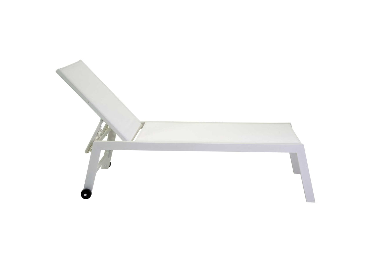 Lettino da giardino in alluminio e tessuto bianco con schienale reclinabile stile moderno - 191x65x42,5 cm - Vacchetti