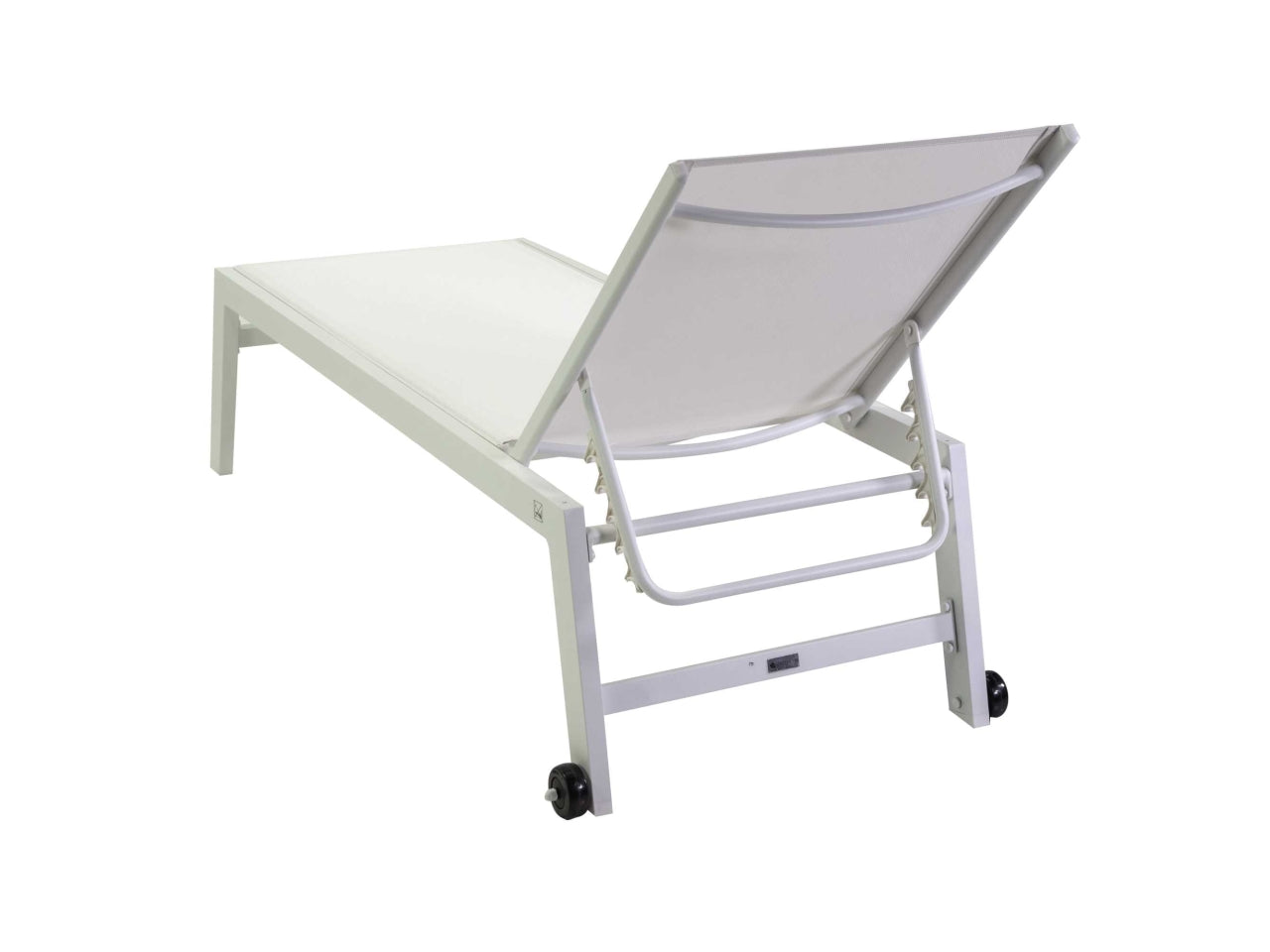 Lettino da giardino in alluminio e tessuto bianco con schienale reclinabile stile moderno - 191x65x42,5 cm - Vacchetti
