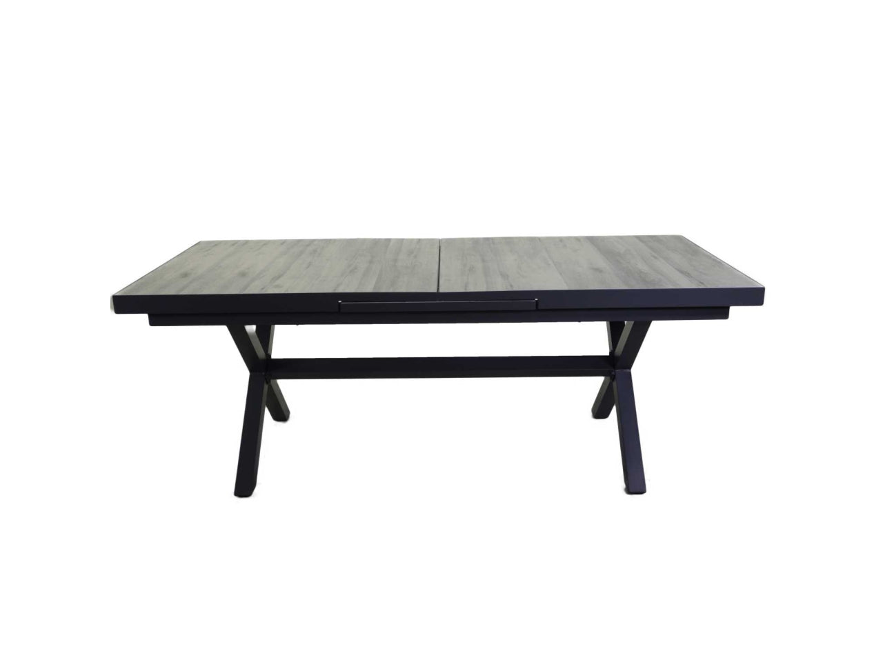 Tavolo da pranzo allungabile per esterno in alluminio, grigio antracite moderno, con 13 mattonelle in ceramica - l.200/260cm w.100cm h.75cm - Vacchetti