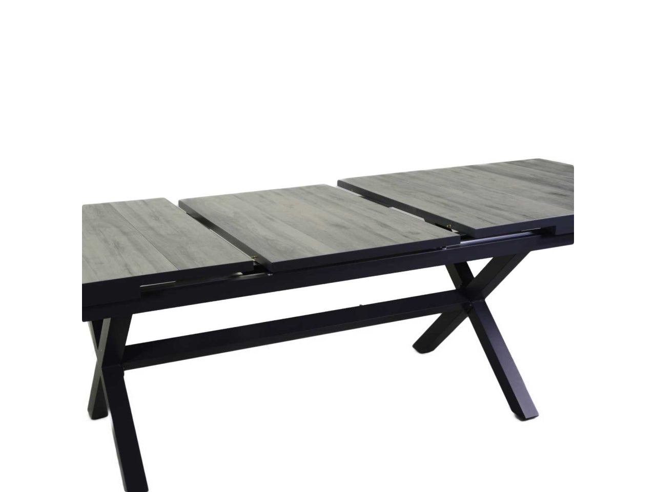Tavolo da pranzo allungabile per esterno in alluminio, grigio antracite moderno, con 13 mattonelle in ceramica - l.200/260cm w.100cm h.75cm - Vacchetti