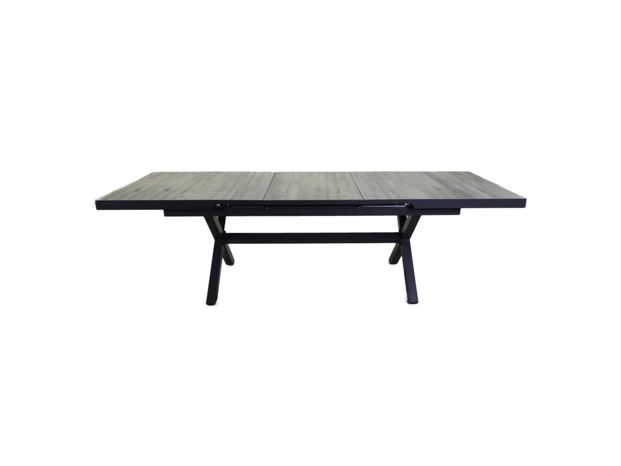 Tavolo da pranzo allungabile per esterno in alluminio, grigio antracite moderno, con 13 mattonelle in ceramica - l.200/260cm w.100cm h.75cm - Vacchetti