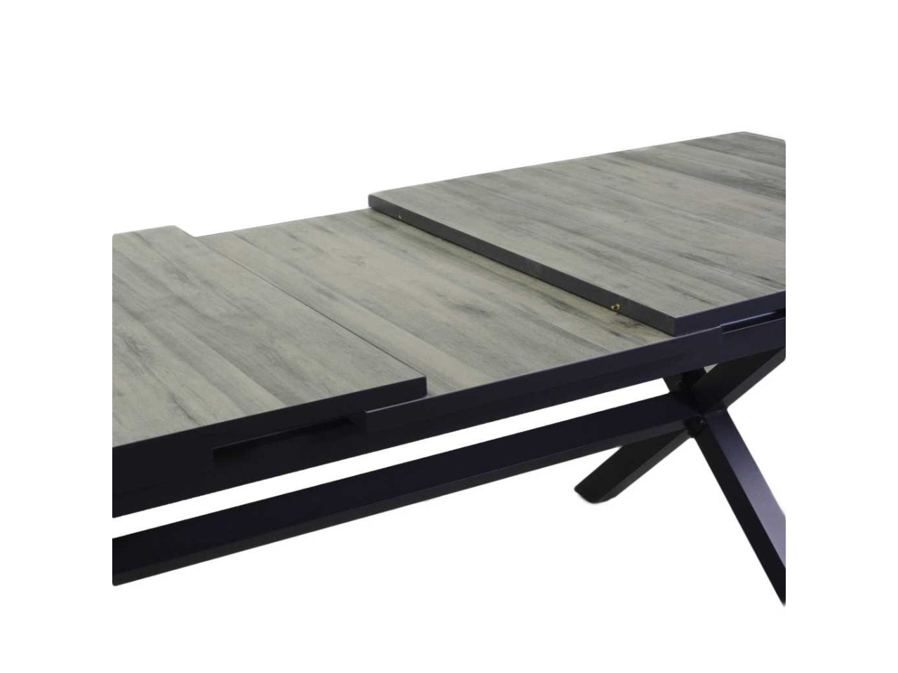Tavolo da pranzo allungabile per esterno in alluminio, grigio antracite moderno, con 13 mattonelle in ceramica - l.200/260cm w.100cm h.75cm - Vacchetti