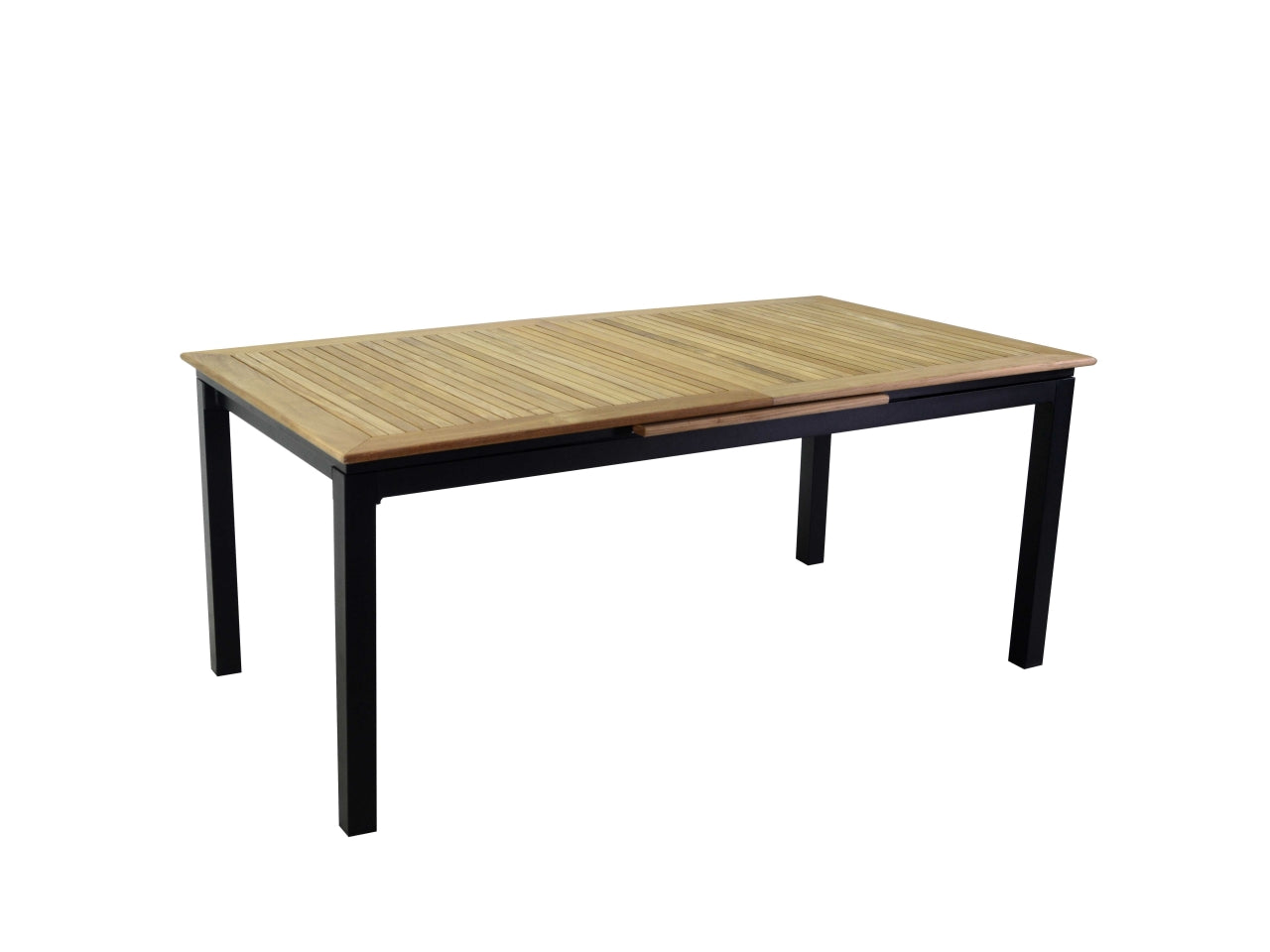 Tavolo da pranzo da esterno allungabile in alluminio e legno top teak colore antracite stile moderno 180/240x100x76 cm - Vacchetti