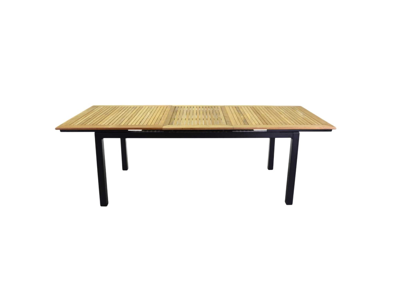 Tavolo da pranzo da esterno allungabile in alluminio e legno top teak colore antracite stile moderno 180/240x100x76 cm - Vacchetti