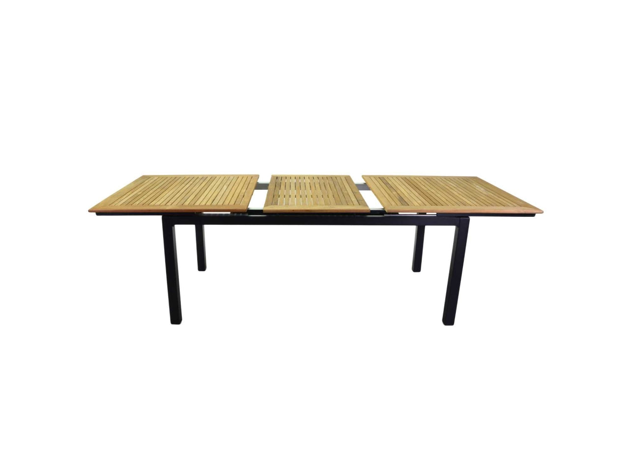 Tavolo da pranzo da esterno allungabile in alluminio e legno top teak colore antracite stile moderno 180/240x100x76 cm - Vacchetti