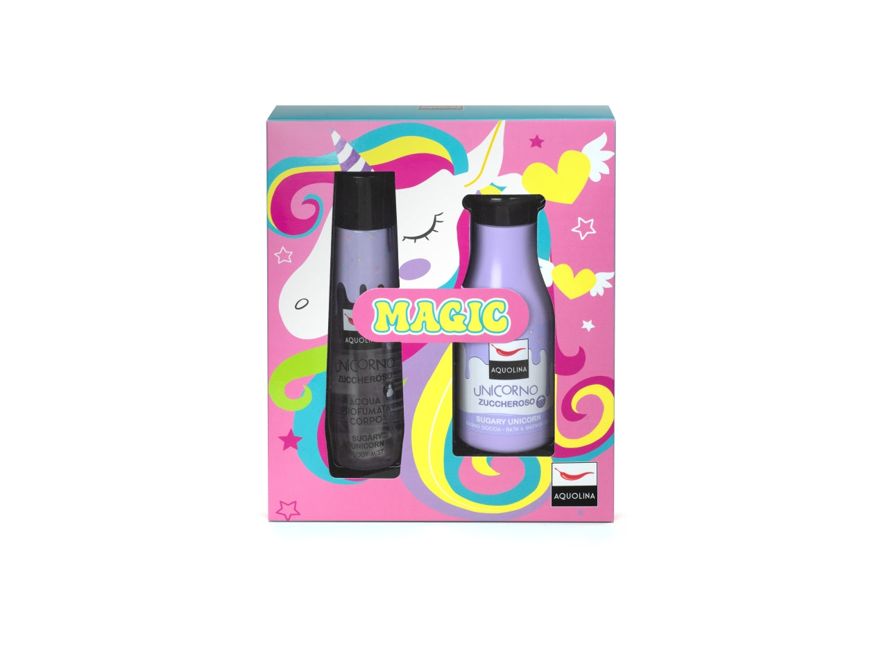 Aquolina be mine at christmas acqua profumata corpo da 150ml + bagno doccia da 250ml - fragranza magic unicorno zuccheroso