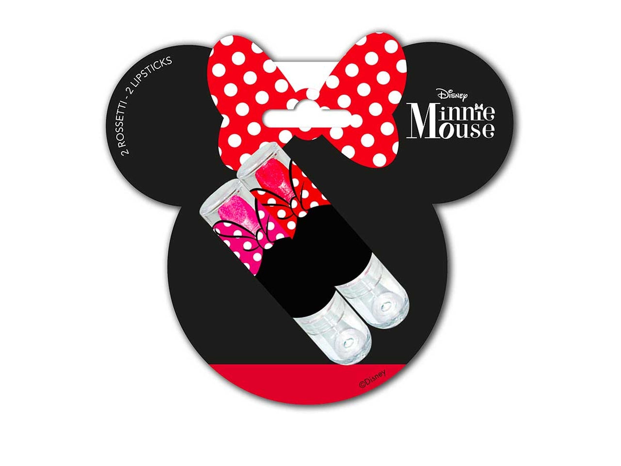 Rossetto Minnie rosa e rosso in blister confezione da 2 pezzi - Coriex