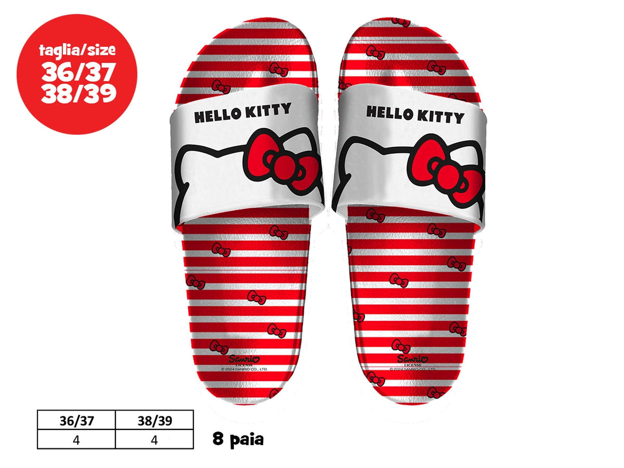 Ciabatta da mare Hello Kitty in plastica eva rosso e bianco - Coriex