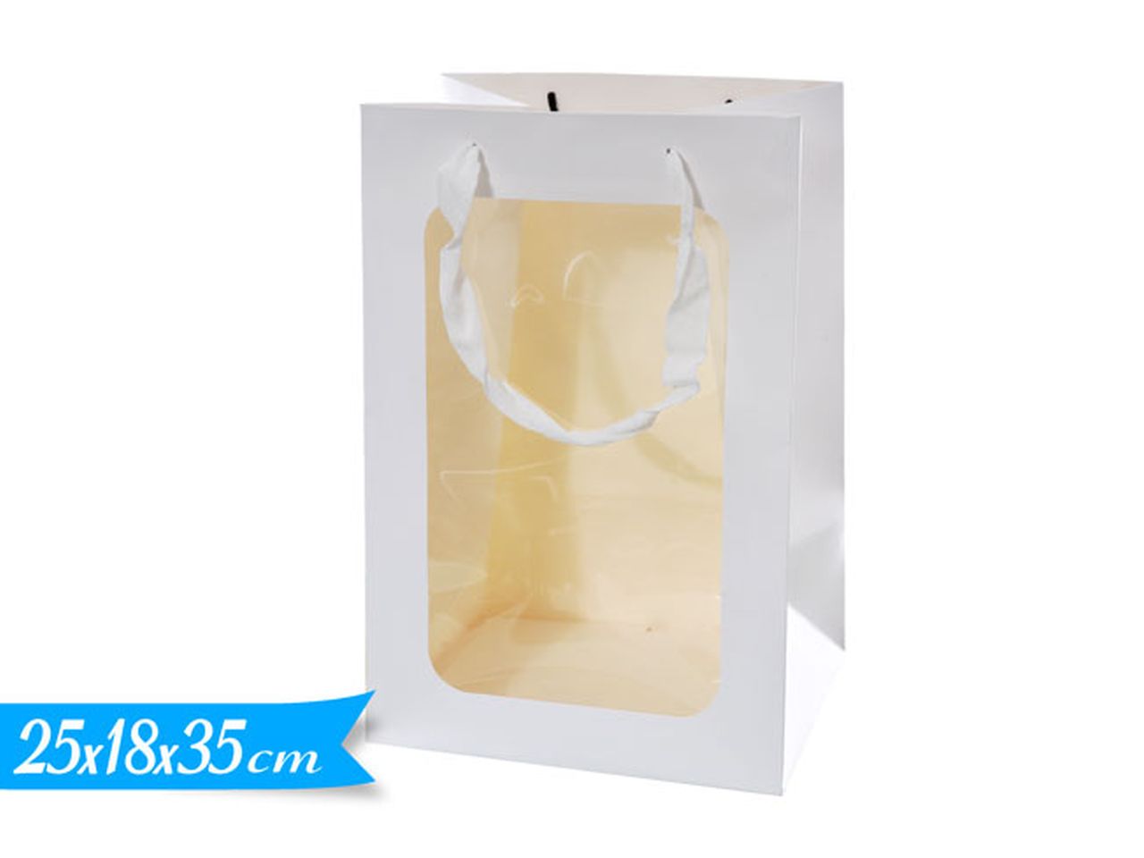 Busta 25x35x18cm bianca con finestra e manici