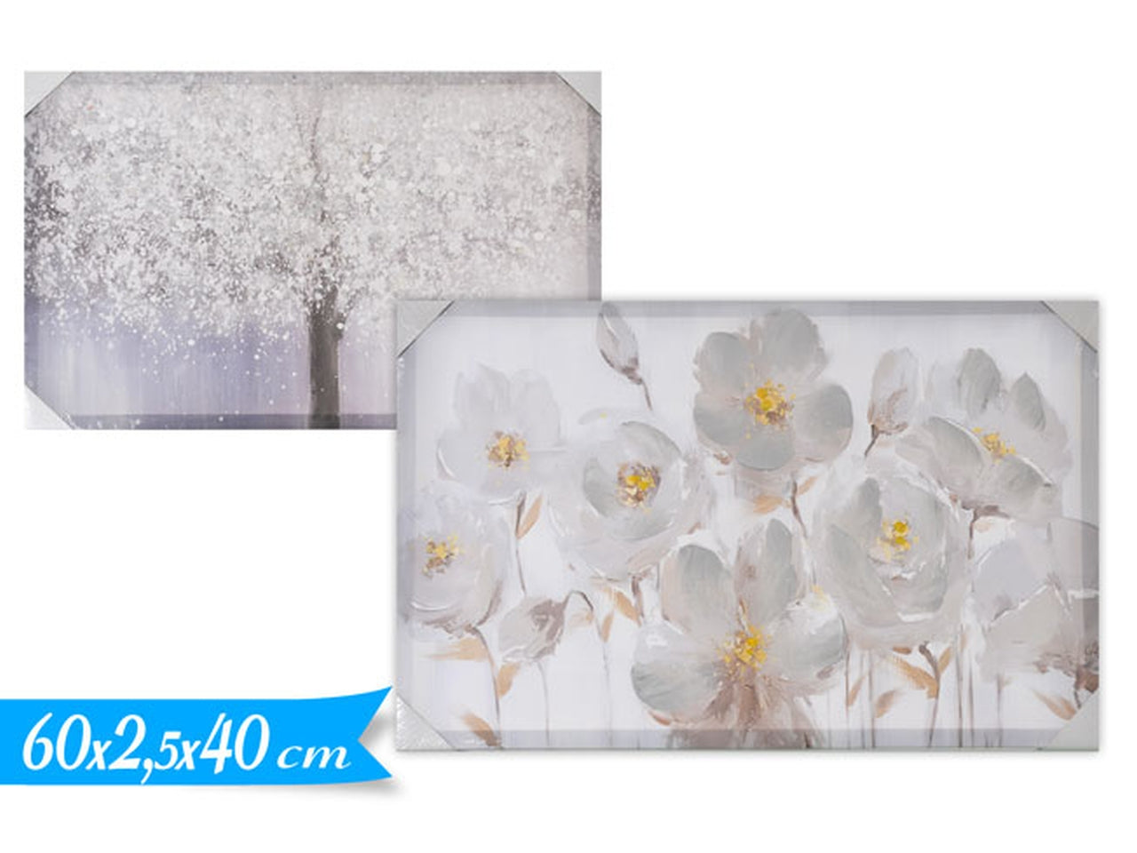 Quadro da parete shabby chic fantaie assortiti con pennellate a rilievo, senza cornice 40x60 cm - Golden Hill