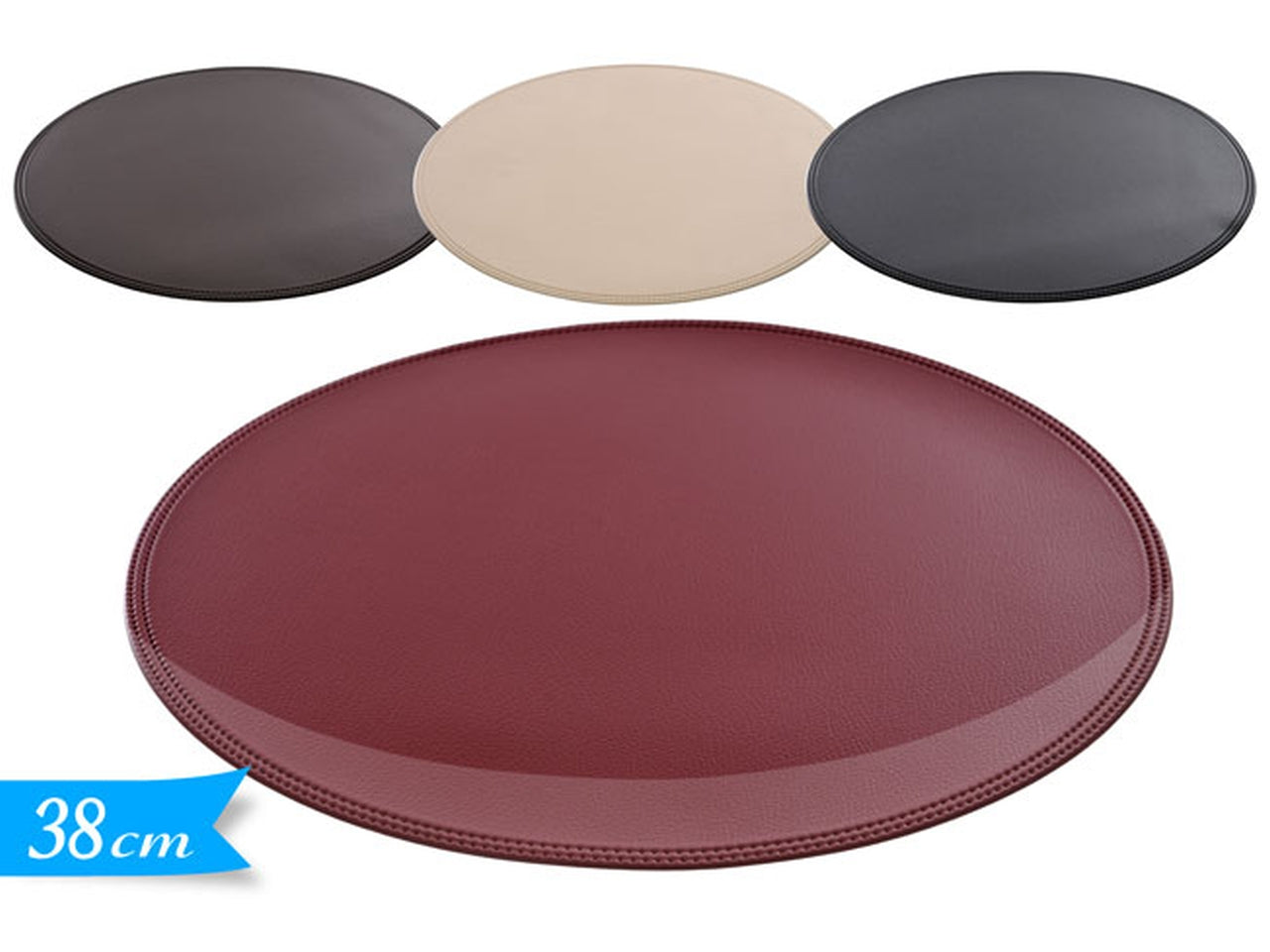 Tovaglietta americana tonda in pvc 4 colori assortiti effetto pelle 38 cm - Cara Maison