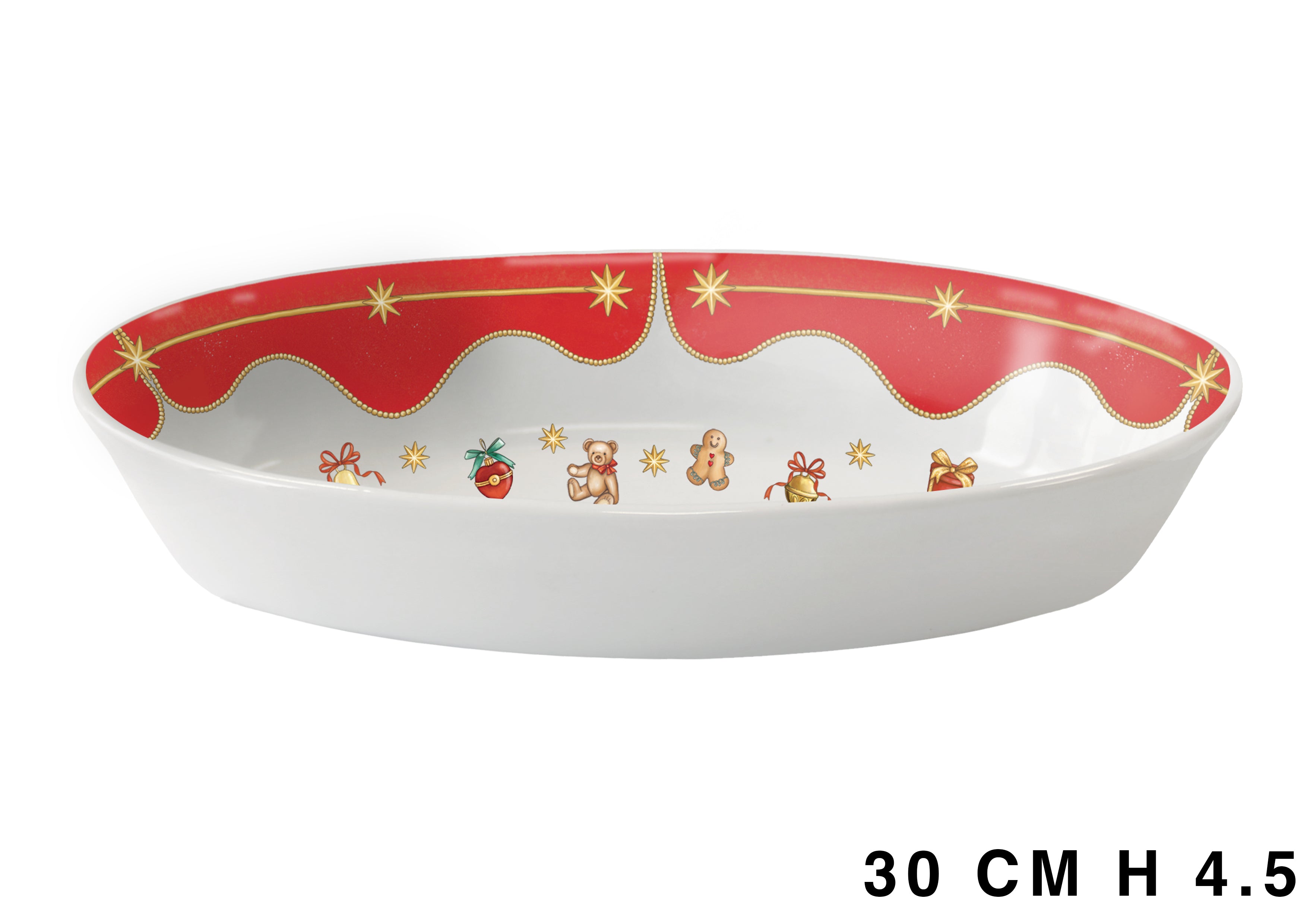 Ovalino fondo natalizio vintage in melamina misura 30xh.4,5cm