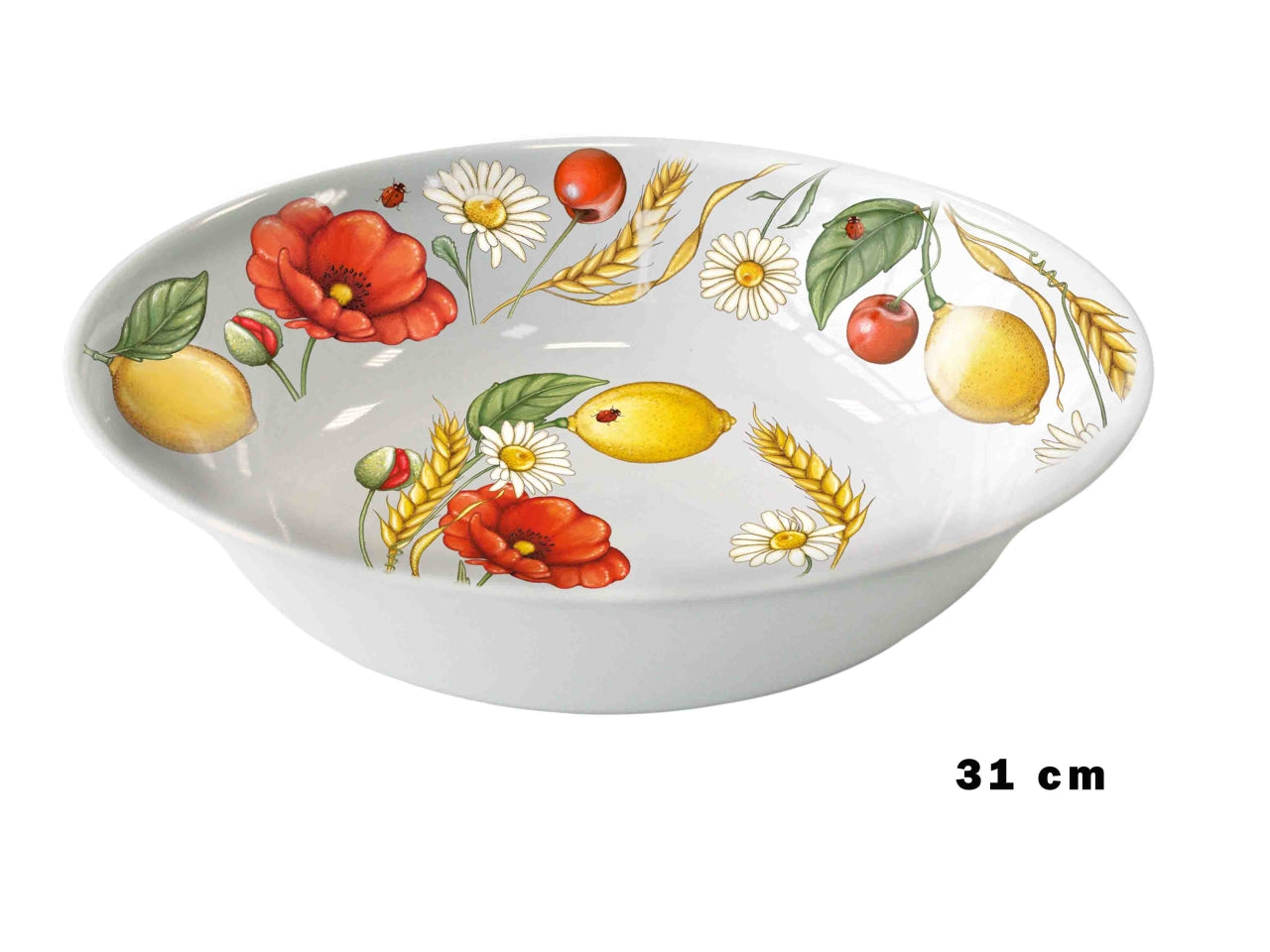 Lavafrutta in melamina diametro 31cm decoro papaveri