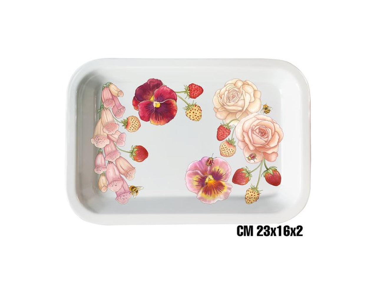 Vassoietto melamina 23x16x2cm fiori rosa