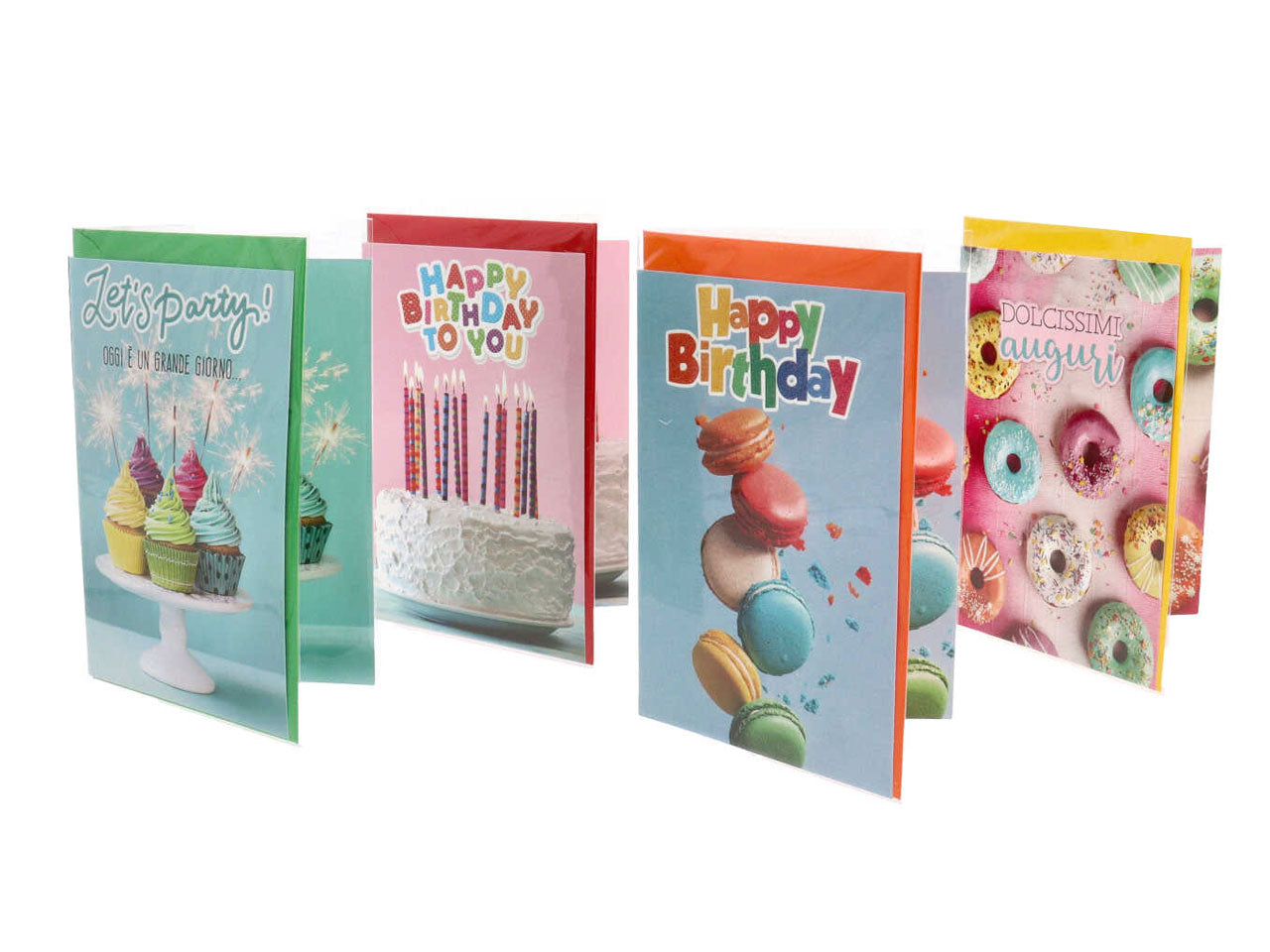 Biglietti per compleanno con dolci linea cartomania greetings con glitter iridescente e busta misura 11,8x16,8cm