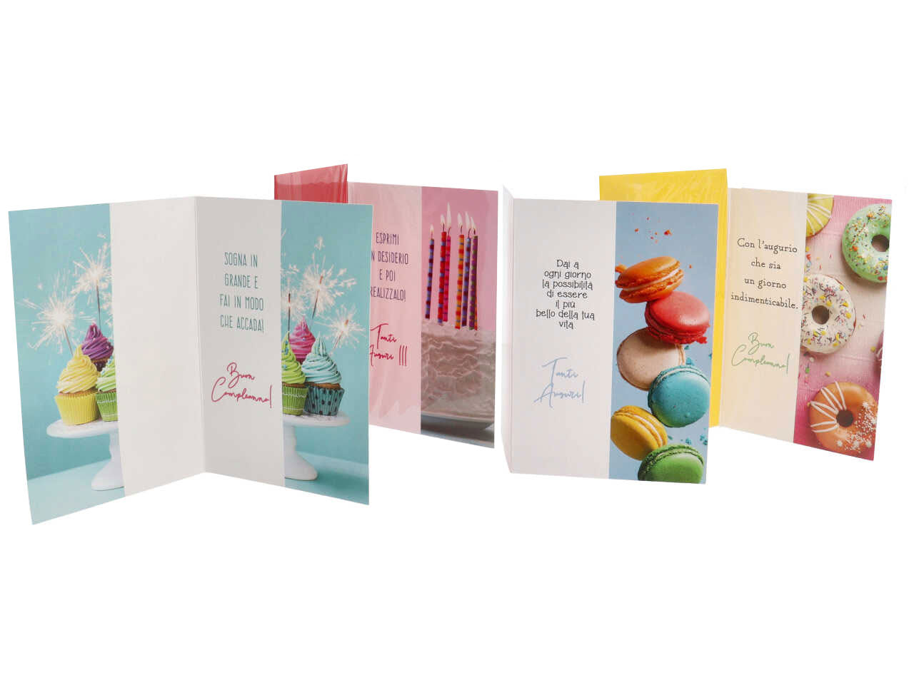 Biglietti per compleanno con dolci linea cartomania greetings con glitter iridescente e busta misura 11,8x16,8cm
