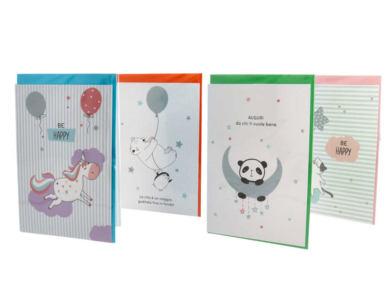 Biglietti per auguri cuties linea cartomania greetings con dettagli glitter iridescente e busta misura 11,8x16,8cm