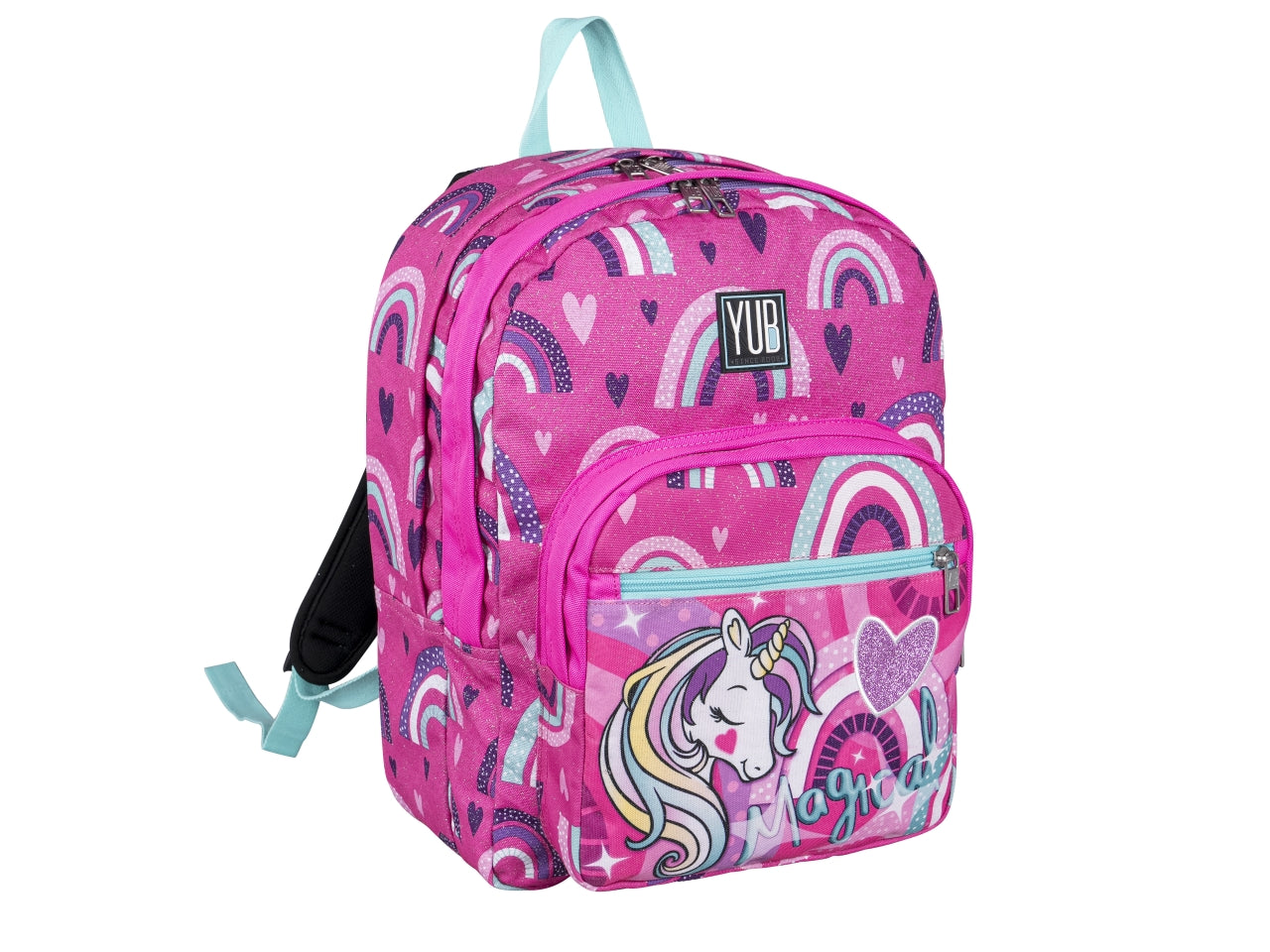 Zaino scuola Yub Magic Word, doppio scomparto e tasca laterale porta borraccia, assortiti, 28 lt - Seven