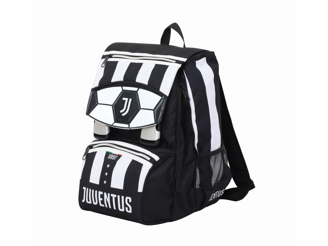 Zaino scuola Juventus sdoppiabile in tessuto, tirazip personalizzati e tasca laterale porta borraccia,28x40x13 cm - Seven