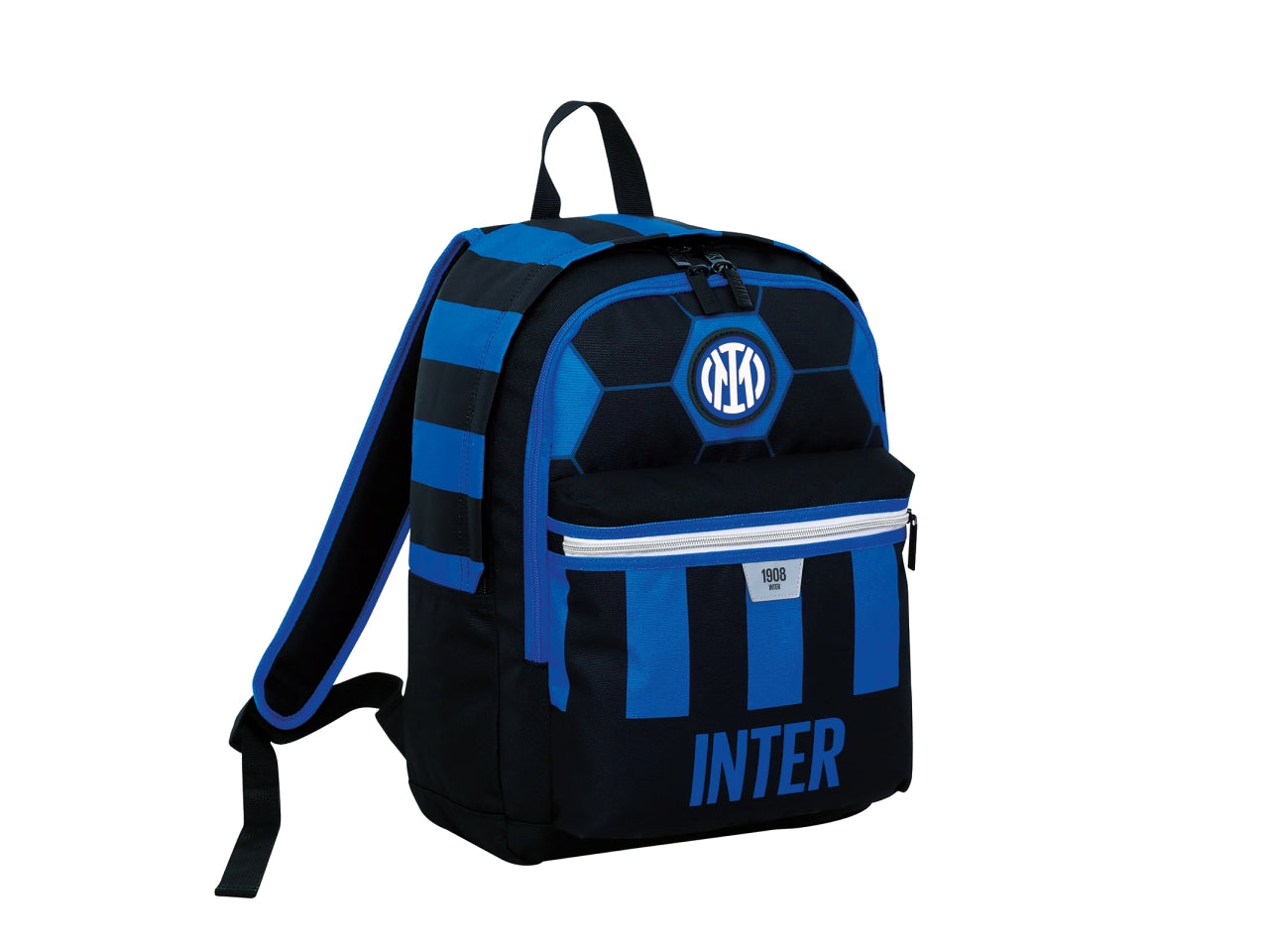 Zaino scuola Inter con doppio scomparto in tessuto nero blu con tasca porta borraccia, 29 lt - Seven