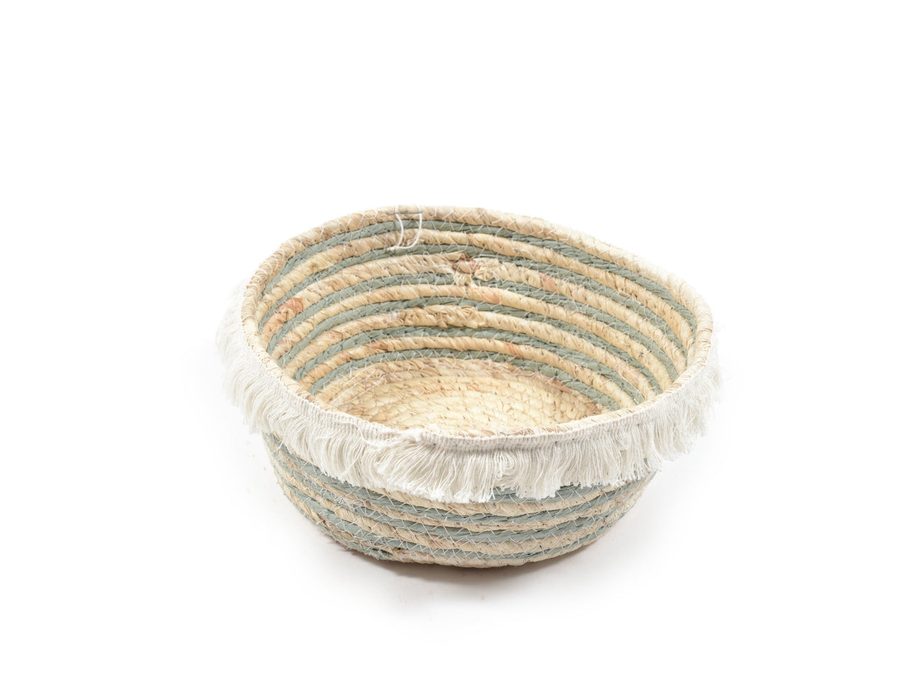 Cesto decorativo in corda naturale stile etnico tondo 25x10 cm - Mercury