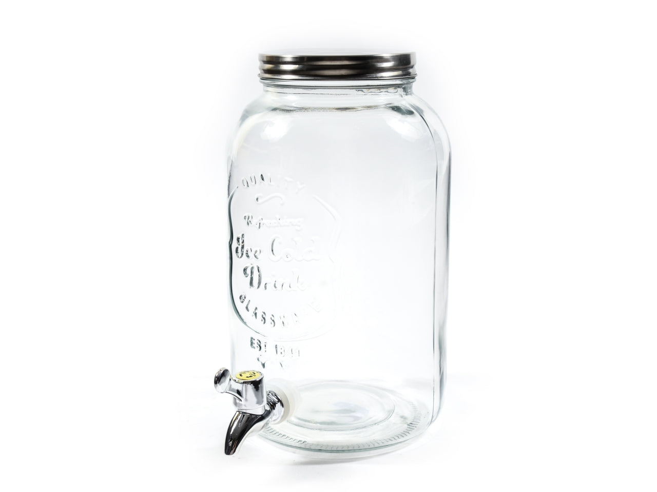 Dispenser aperitivo in vetro trasparente 3,5l con rubinetto stile vintage 15x27,5 cm - Mercury