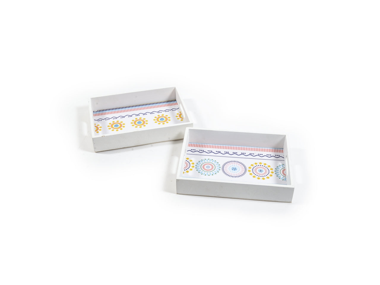 Vassoio decorativo rettangolare multicolor stile mediterraneo 27x20x5 cm - mercury